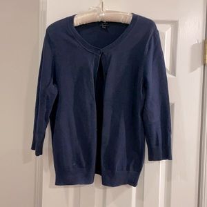 Talbots 3/4 sleeve button down navy sweater
